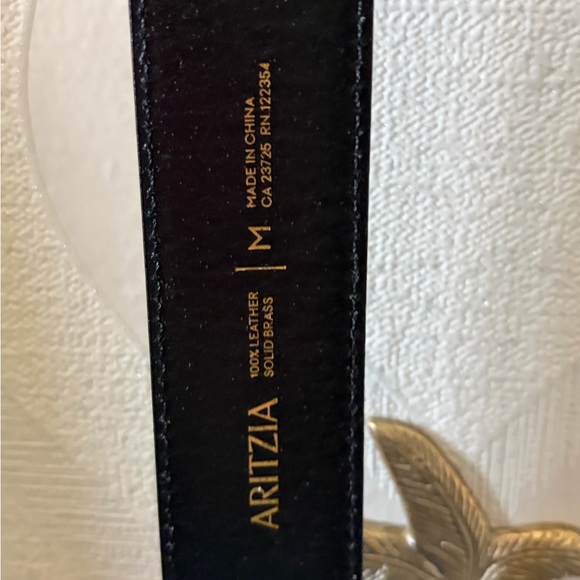 Aritzia Black Leather Belt with Gold Buckle - Picture 3 of 6